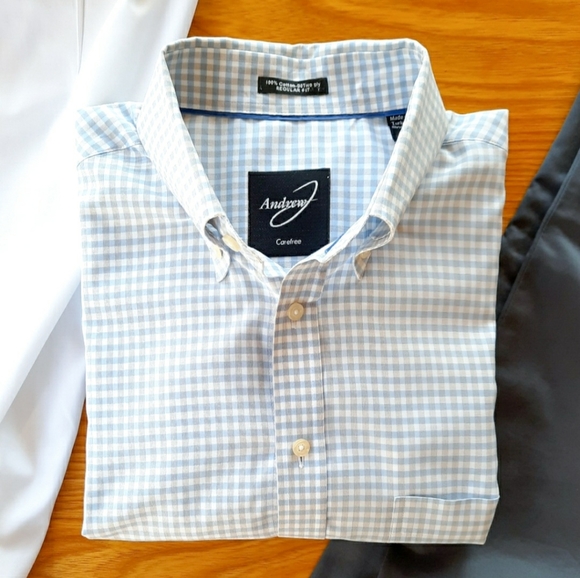 Andrew J Other - Andrew J Trim Fit Carefree Button Down Shirt Plaid